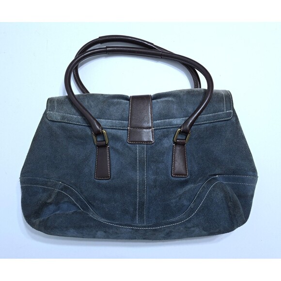 Vintage Coach Blue Suede Soho-Hampton Satchel 9507 Hobo Bag Purse Leather - Picture 4 of 12